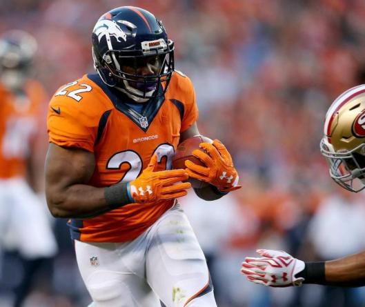 Running back C.J. Anderson scored the first Broncos touchdown Saturday night. (Denver Broncos photo by Eric Bakke)