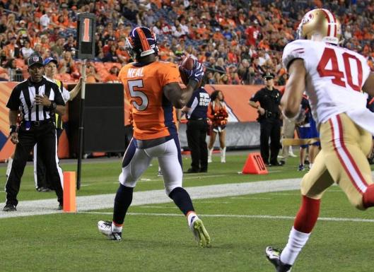 Rookie wide receiver Durron Neal scored the final Broncos touchdown. (Denver Broncos Photo by Gabe Christus)