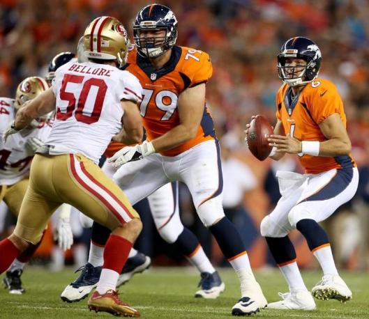 Ready to throw Saturday night is Broncos quarterback March Sanchez (Denver Broncos photo by Gabe Christus)